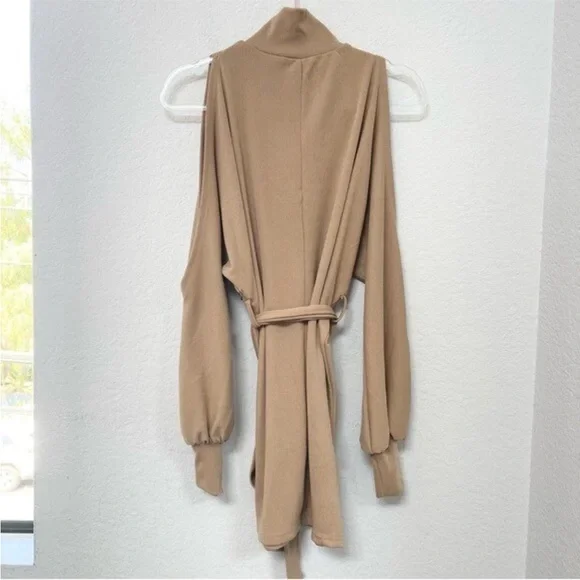 Lovers + Friends Gloria Cold Shoulder Sweater Mini Dress Medium Tan Revolve - Picture 4 of 9